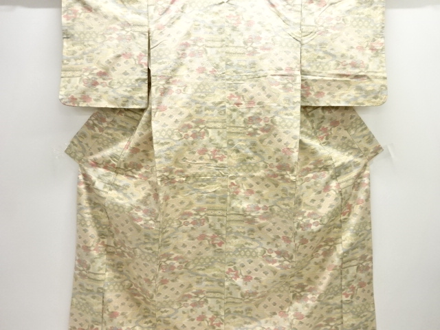 花更紗模様織り出し十日町紬着物